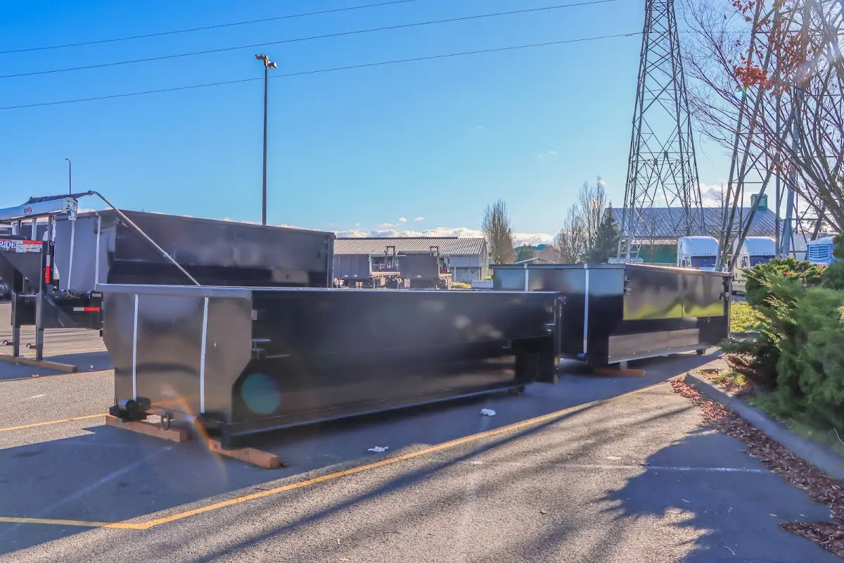 Roll-off dumpster ready for waste disposal at job site for 4 Yard Dumpster Rental in Fanwood